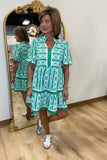 Geometric Greens Dress