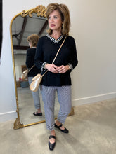 Multiples Crop Stripe Pant Black