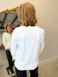 Multiples 3/4 Sleeve V Neck Top White