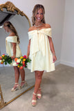 Bow Behavior Off the Shoulder Dress Yellow