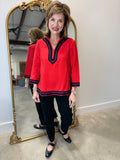 Multiples Stand Collar Top RedHot