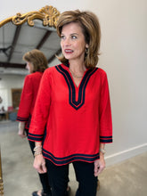 Multiples Stand Collar Top RedHot