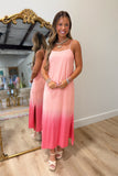 Coastal Coral Ombre Midi Dress