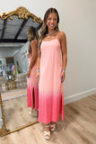 Coastal Coral Ombre Midi Dress
