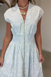 Stella Embroidered Zip Front Midi Dress Green