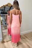 Coastal Coral Ombre Midi Dress