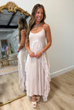 Beachside Brunch Club Lace Midi Dress Beige