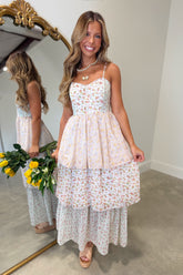 Blooming Tiers Midi Dress Green