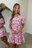 Bold Bloom Belted Dress