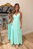 Elan V Neck Spagetti Strap Maxi Mint