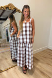 Cocoa Luxe Plaid Maxi Dress