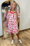 Petal Perfect Short Sleeve Dress Red