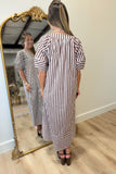 Bristol Striped Midi Dress Brown