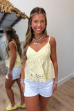 Summertime Scallops Eyelet Tank Yellow