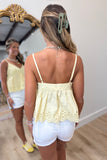 Summertime Scallops Eyelet Tank Yellow