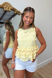 Gingham Paradise Ruffled Tank Yellow