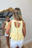 Gingham Paradise Ruffled Tank Yellow