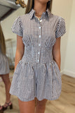 Lila Gingham Bubble Romper Brown