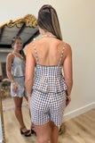 Lucy Paris Plaid Short Set Brown