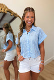 Vacay Eyelet Crop Top Blue