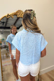 Vacay Eyelet Crop Top Blue