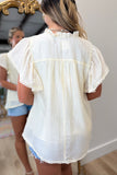 Umgee Flutter Sleeve Lined Blouse Cream