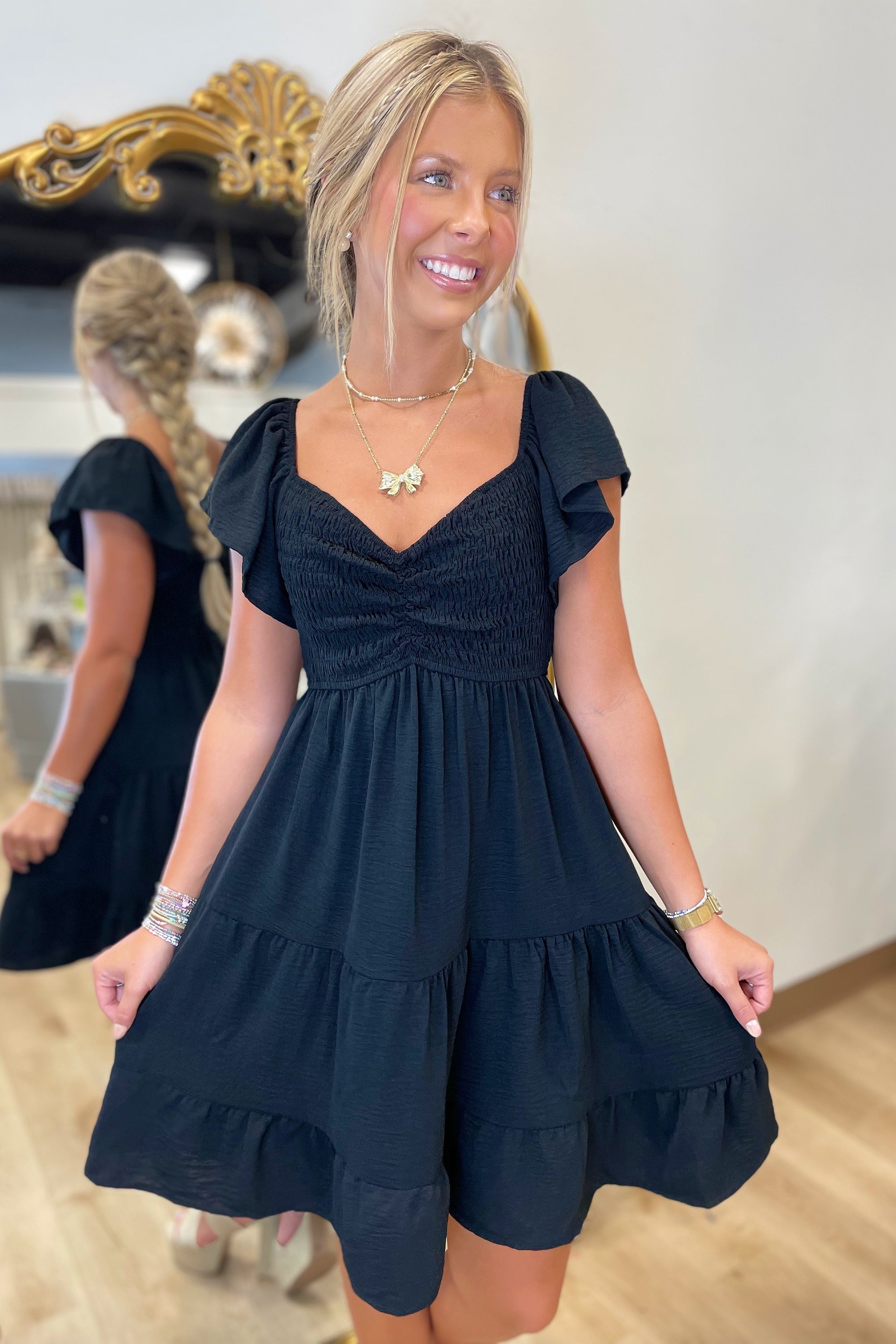 Sweet and Smocked Dress Black Sweet and Smocked Dress Black