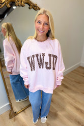 WWJD Double Layer Heart Sweatshirt Pink