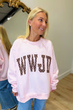 WWJD Double Layer Heart Sweatshirt Pink