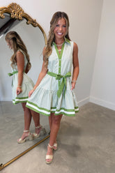 Sweet Sunday Stripes Dress Green