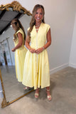 Stella Front Zip Midi Dress Yellow