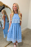Evelyn Eyelet Dress Blue