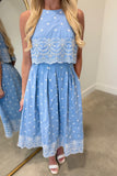 Evelyn Eyelet Dress Blue