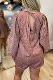 Ditsy Floral Long Sleeve Romper Mauve