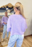 Boxy Buttoned Knit Cardigan Lavender