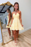 Halter Haven Gingham Dress Yellow
