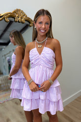 Halter Haven Gingham Dress Lilac
