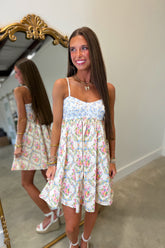 Mixed Floral Print Sleeveless Mini Dress