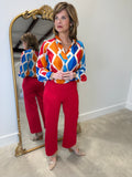 APNY Pull Over Blouse Red Mutli