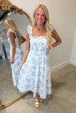 Garden Party Smocked Dress Blue