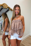 Beachy Lace Cami Top Mocha