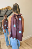 Delaney Polka Dot Halter Neck Top Brown