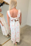 Romantic Floral Open Back Midi Dress