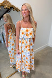 Sunset Skies Floral Tie Midi Dress