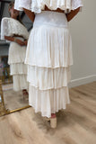 Ocean Tiered Smocked Skirt Cream