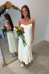 Lemon Luxe Linen Slit Dress