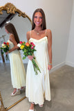 Lemon Luxe Linen Slit Dress