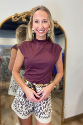 RD Style Yvette Funnel Neck Scuba Top Maroon