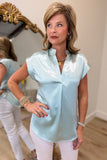 Golden Toast Satin Top Mint