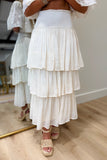 Ocean Tiered Smocked Skirt Cream